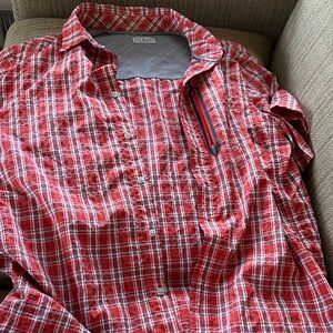 LL BEAN Red Plaid Men's Shirt Large-Reg